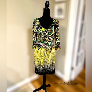 VERTIGO Paris Three-quarter Sleeve Multicolor Tunic Dress Size L